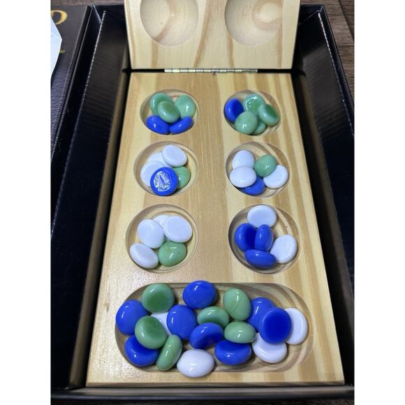 Solid Wood Mancala, Strategy Game, Folding Game Board Stores Pieces, Ages 6 up - Picture 4 of 6
